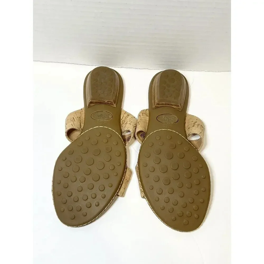 Sofft Slip On Sandals Womens 6.5 M Slide‎ Camel Brown Open Toe Gold Accents